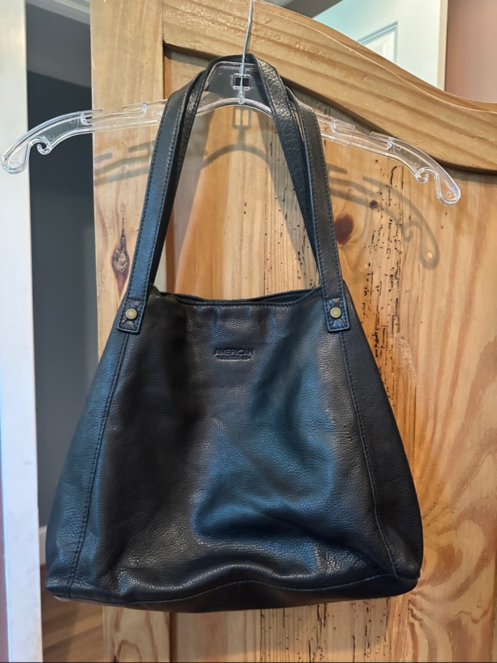 Black Leather Tote with Dual Shoulder Straps